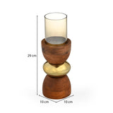 Dual Arch Candle Holder Small- Brown and Gold