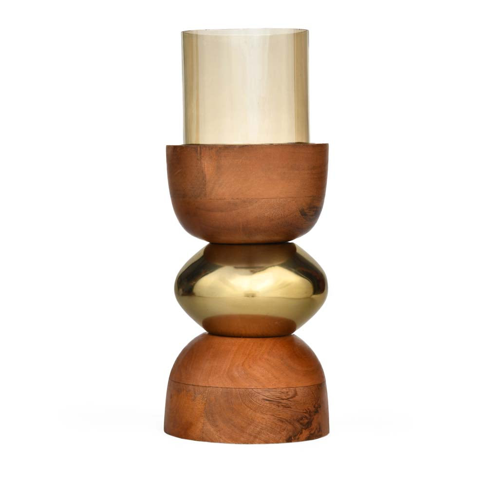Dual Arch Candle Holder Large- Brown and Gold
