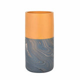 Dual Tone Wooden Table Vase Marble Finish Small Size- Brown and Grey