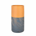 Dual Tone Wooden Table Vase Marble Finish Small Size- Brown and Grey