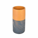 Dual Tone Wooden Table Vase Marble Finish Small Size- Brown and Grey