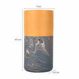Dual Tone Wooden Table Vase Marble Finish Small Size- Brown and Grey