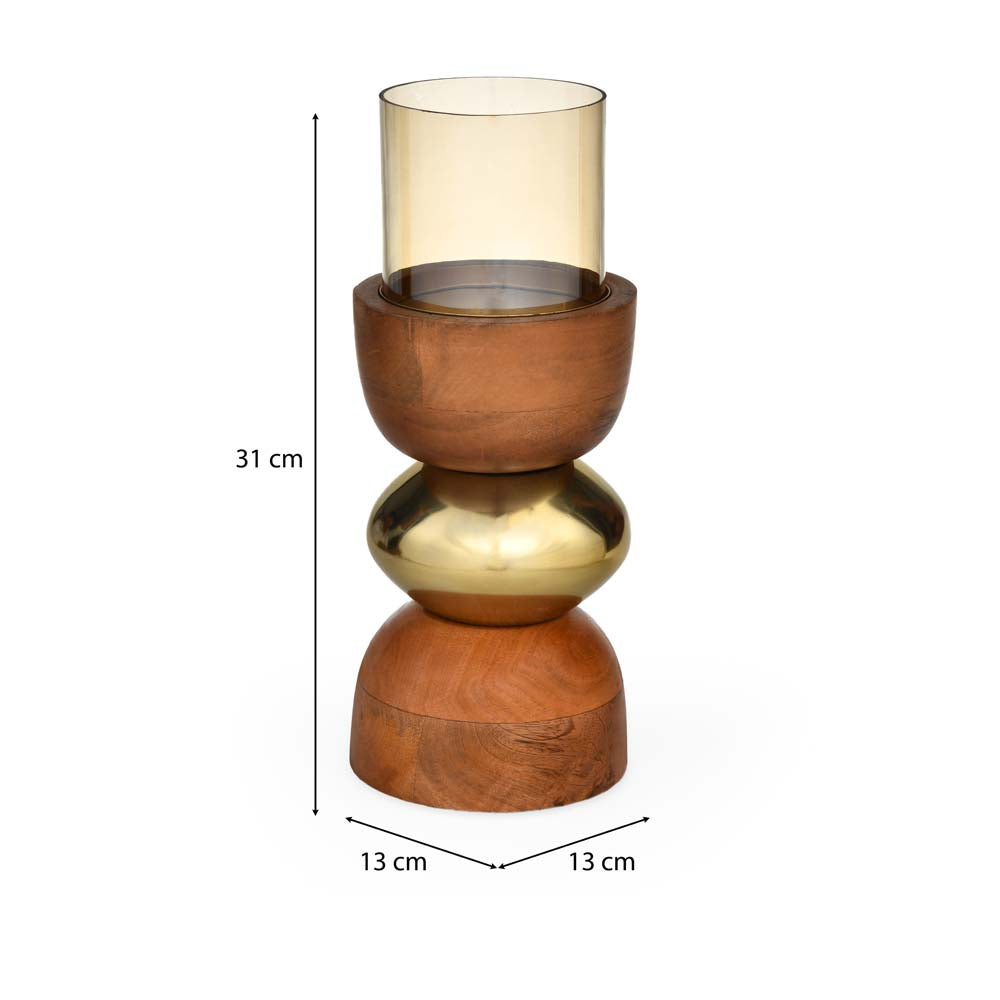 Dual Arch Candle Holder Large- Brown and Gold