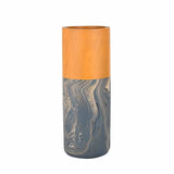 Dual Tone Wooden Table Vase Marble Finish Large Size- Brown and Grey