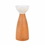 Wooden Large Candle Holder- Brown and White