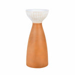 Wooden Large Candle Holder- Brown and White