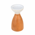 Wooden Small Candle Holder- Brown and White