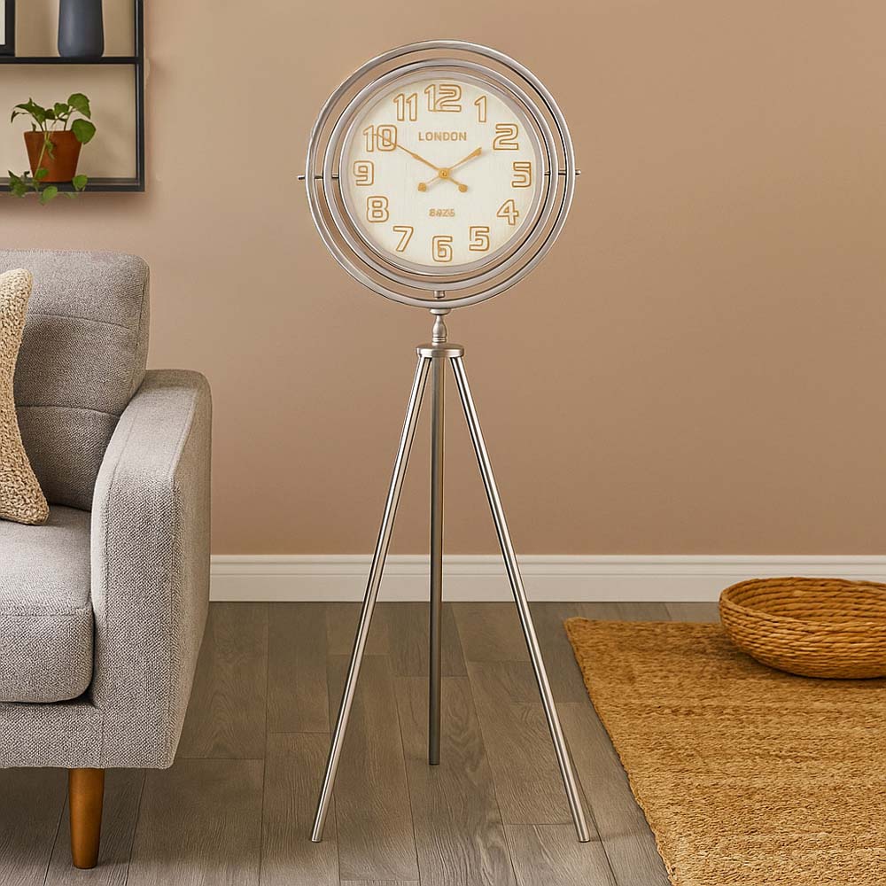 Trileg Stand Floor Clock- Taupe Brown