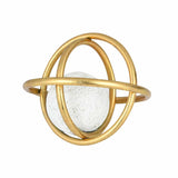 Golden Metal Rings with Sphere Table Décor Showpiece Small- White and Gold