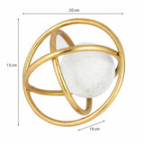 Golden Metal Rings with Sphere Table Décor Showpiece Large- White and Gold