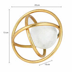 Golden Metal Rings with Sphere Table Décor Showpiece Large- White and Gold