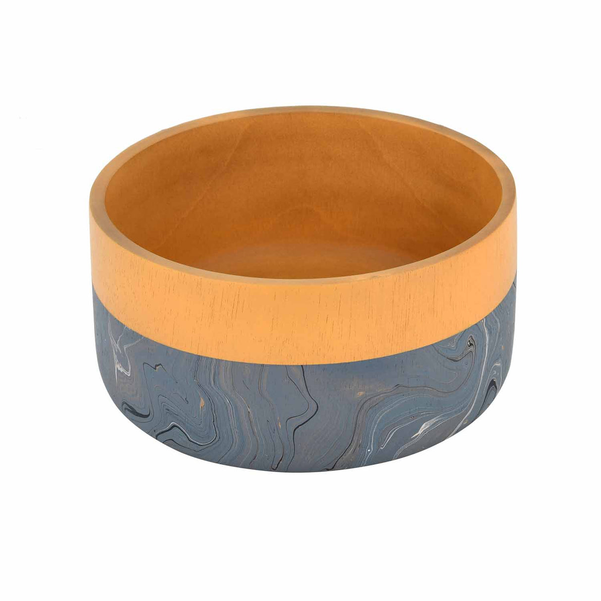 Decorative Dual Marble Tone Round Urli- Brown and Grey