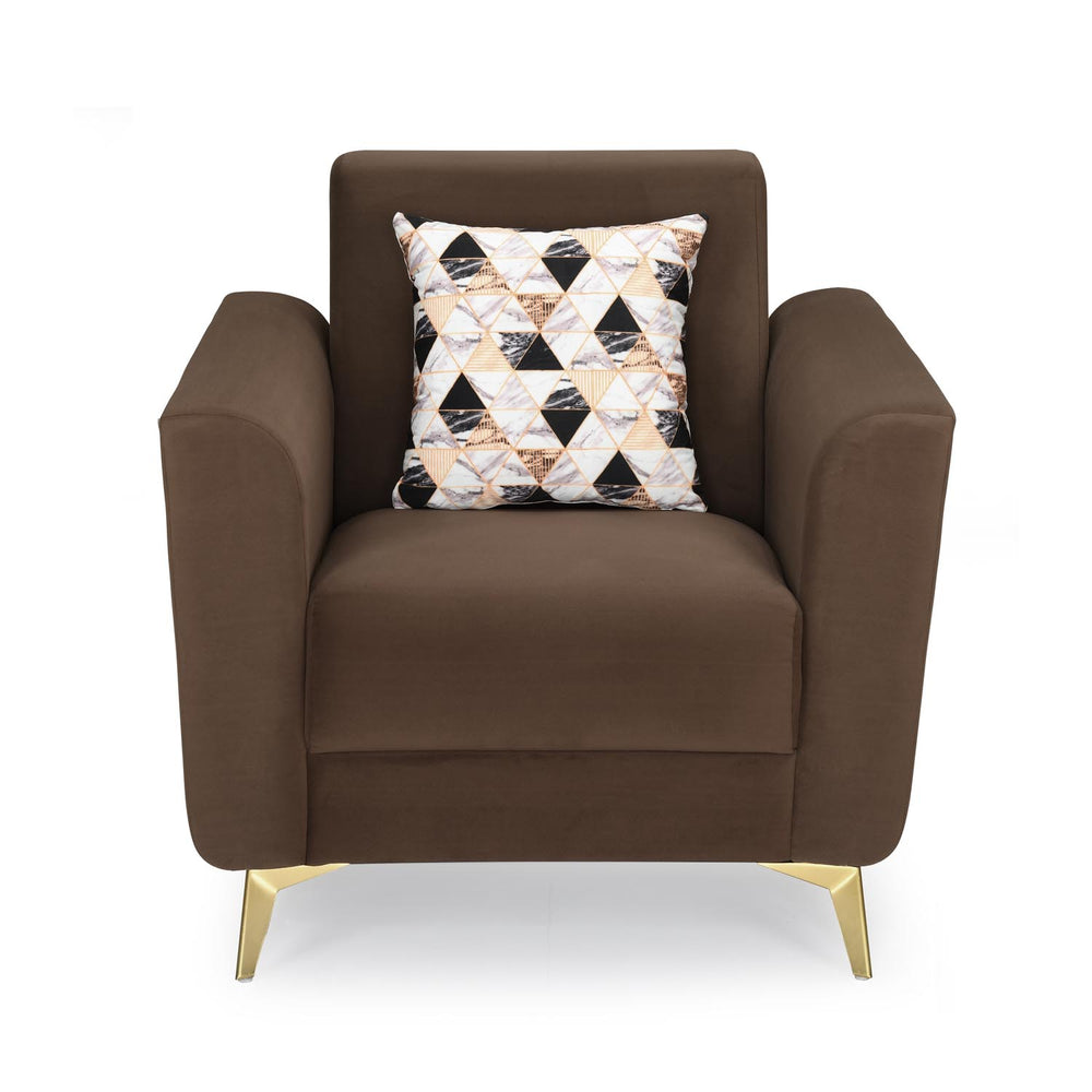 Cooper 1 Seater Fabric Sofa with Cushion- Brown