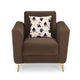 Cooper 1 Seater Fabric Sofa with Cushion- Brown