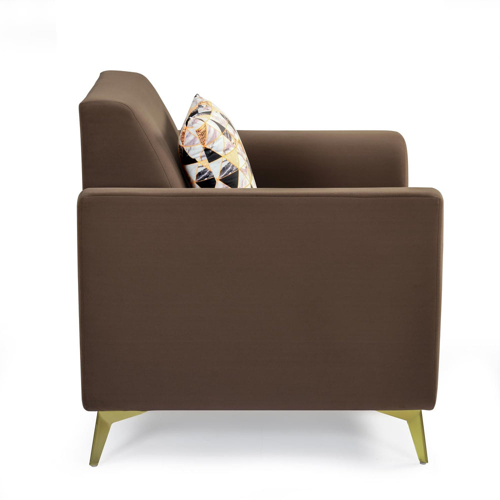 Cooper 1 Seater Fabric Sofa with Cushion- Brown
