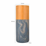 Dual Tone Wooden Table Vase Marble Finish Large Size- Brown and Grey