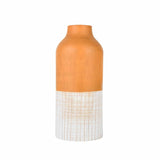 Dual Tone Wooden Table Vase Medium Size - Brown and White