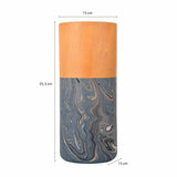 Dual Tone Wooden Table Vase Marble Finish Medium Size- Brown and Grey