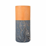 Dual Tone Wooden Table Vase Marble Finish Medium Size- Brown and Grey