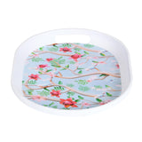 Oval Shaped Melamine Floral Serving Tray with Handle Small- Blue