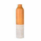 Dual Tone Wooden Floor Vase White Checks- White and Brown