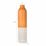 Dual Tone Wooden Floor Vase White Checks- White and Brown