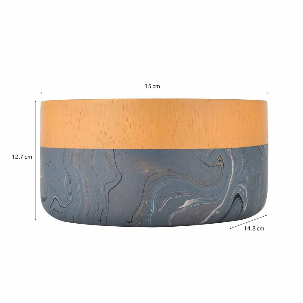 Decorative Dual Marble Tone Round Urli- Brown and Grey