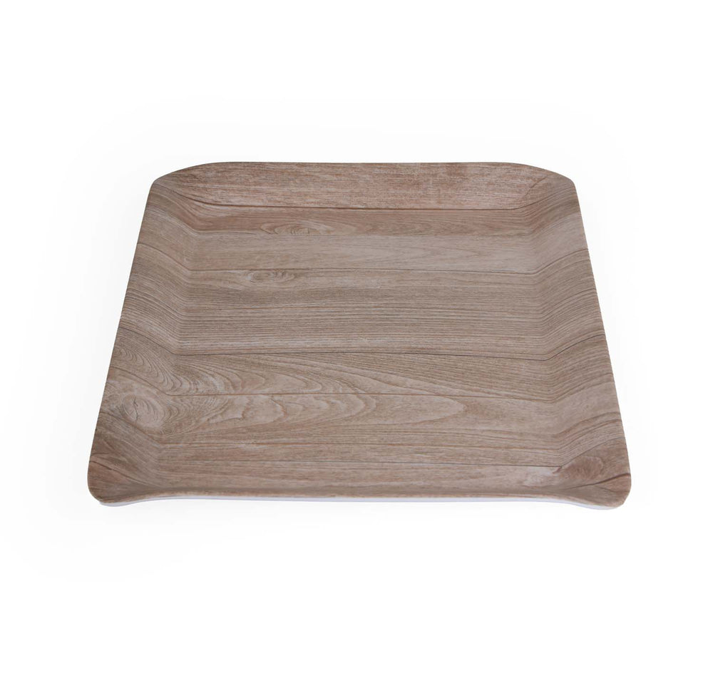 Square Shaped Melamine Serving Tray Large- Beige