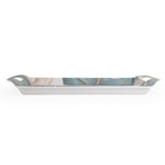 Square Shaped Melamine Leafy Serving Tray with Handle Small- Green