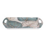 Square Shaped Melamine Leafy Serving Tray with Handle Small- Green
