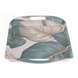 Square Shaped Melamine Leafy Serving Tray with Handle Small- Green