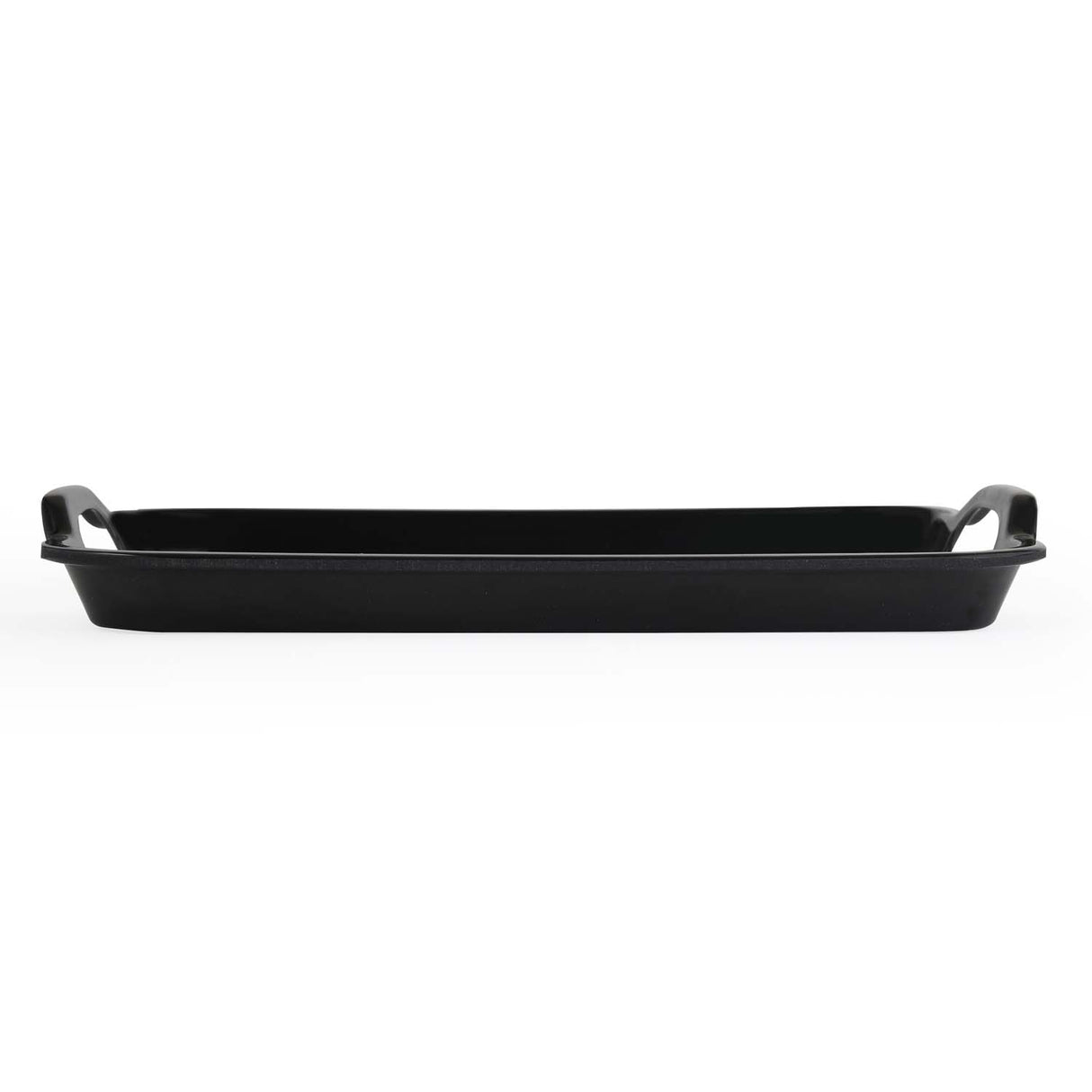 Square Shaped Melamine Leafy Serving Tray with Handle Large- Black
