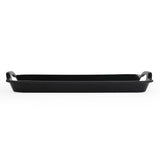 Square Shaped Melamine Leafy Serving Tray with Handle Large- Black