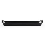 Square Shaped Melamine Leafy Serving Tray with Handle Large- Black