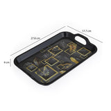Square Shaped Melamine Leafy Serving Tray with Handle Small- Black