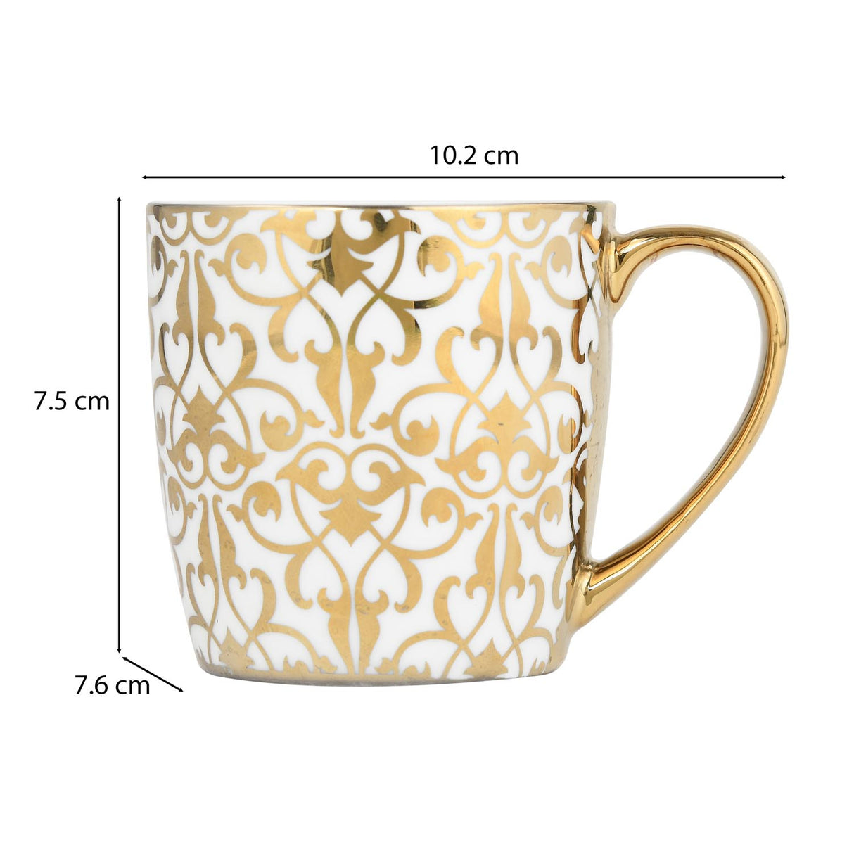 Golden Handle Porcelain Coffee Mug- White and Gold