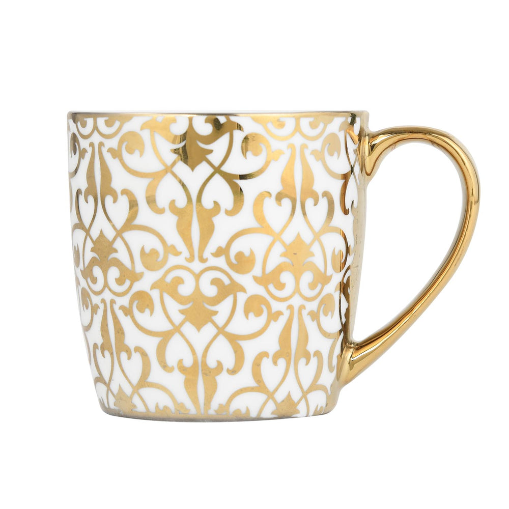 Golden Handle Porcelain Coffee Mug- White and Gold
