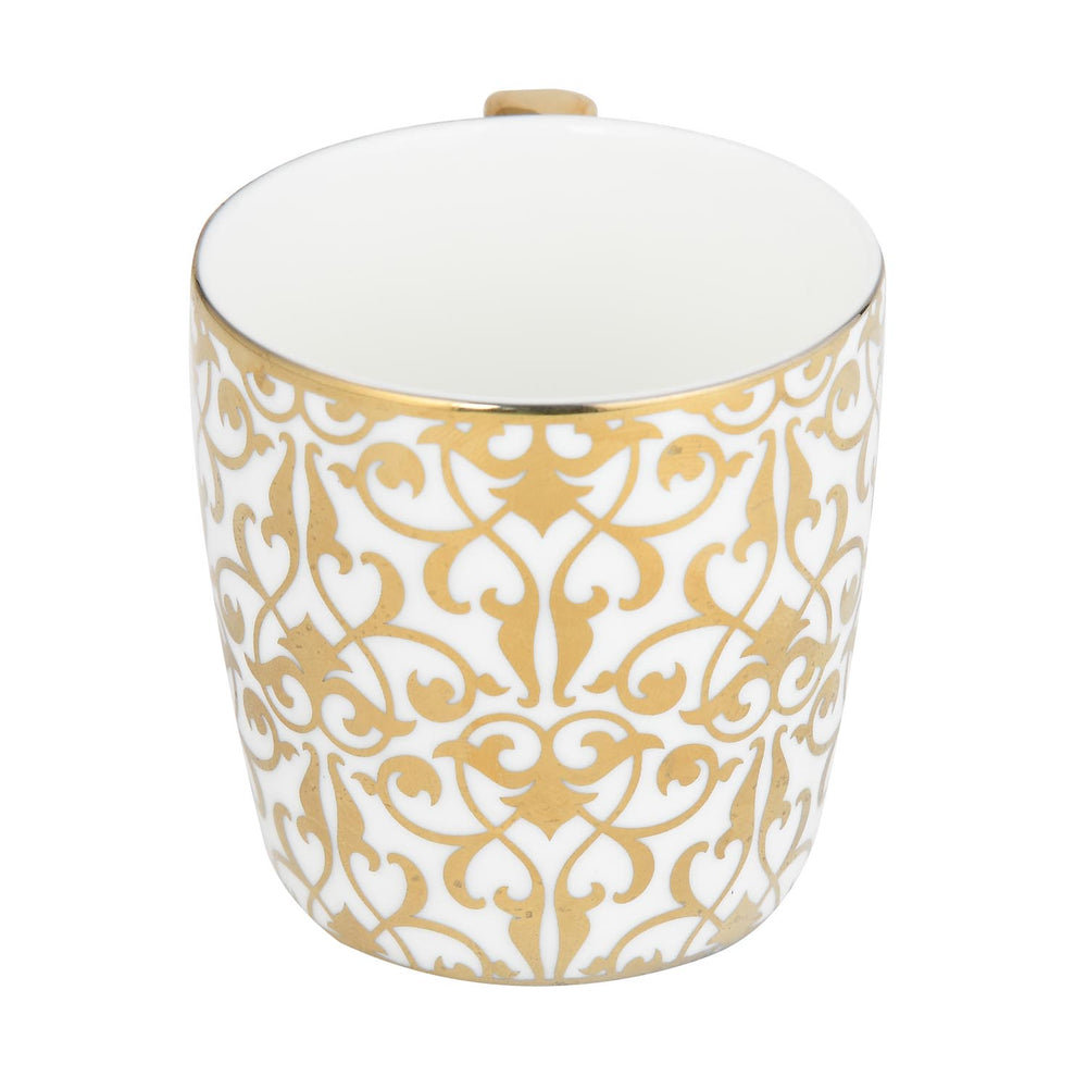 Golden Handle Porcelain Coffee Mug- White and Gold