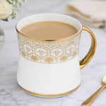Golden Design Porcelain Coffee Mug- White and Gold