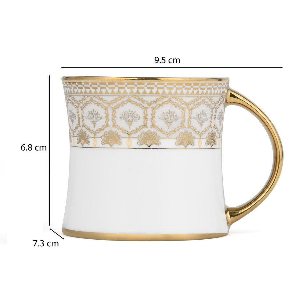 Golden Design Porcelain Coffee Mug- White and Gold
