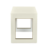 Ivory square side table with geometric open frame design 2