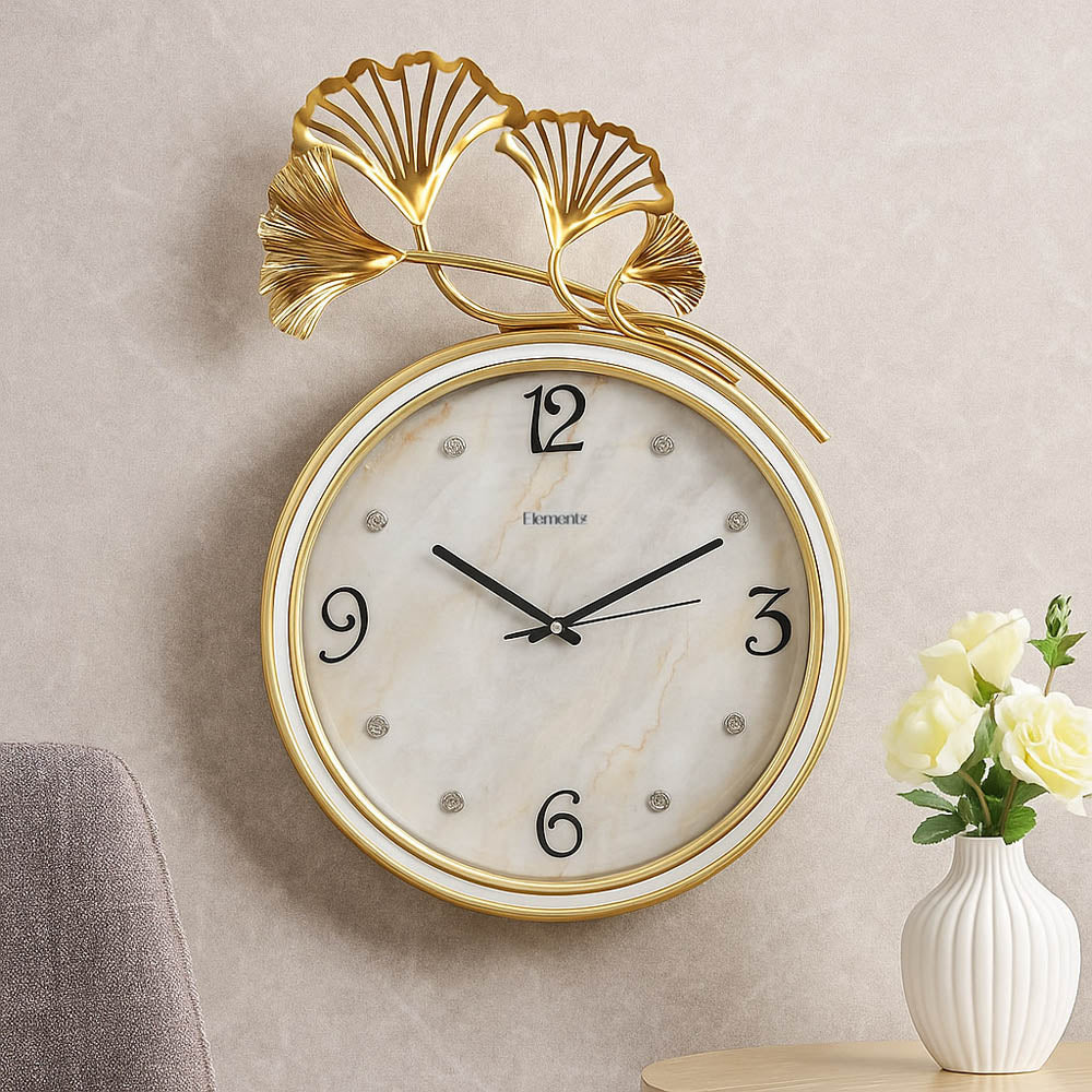 Ginkgo Leaf Wall Clock- Gold