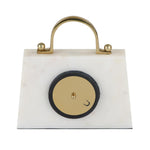 Handbag Look Marble Table Clock- White