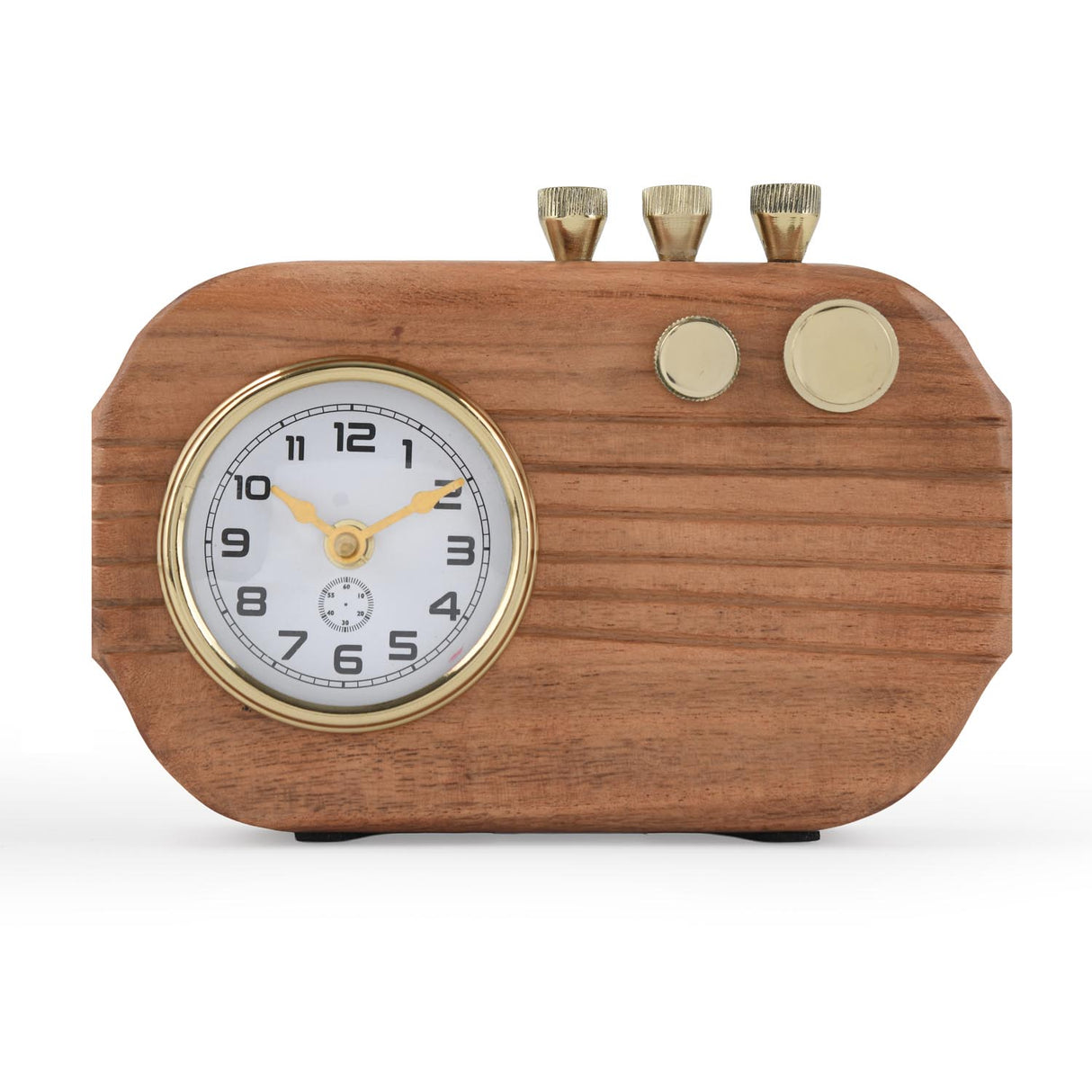 Radio Look Wooden Table Clock- Brown