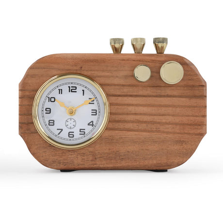 Radio Look Wooden Table Clock- Brown