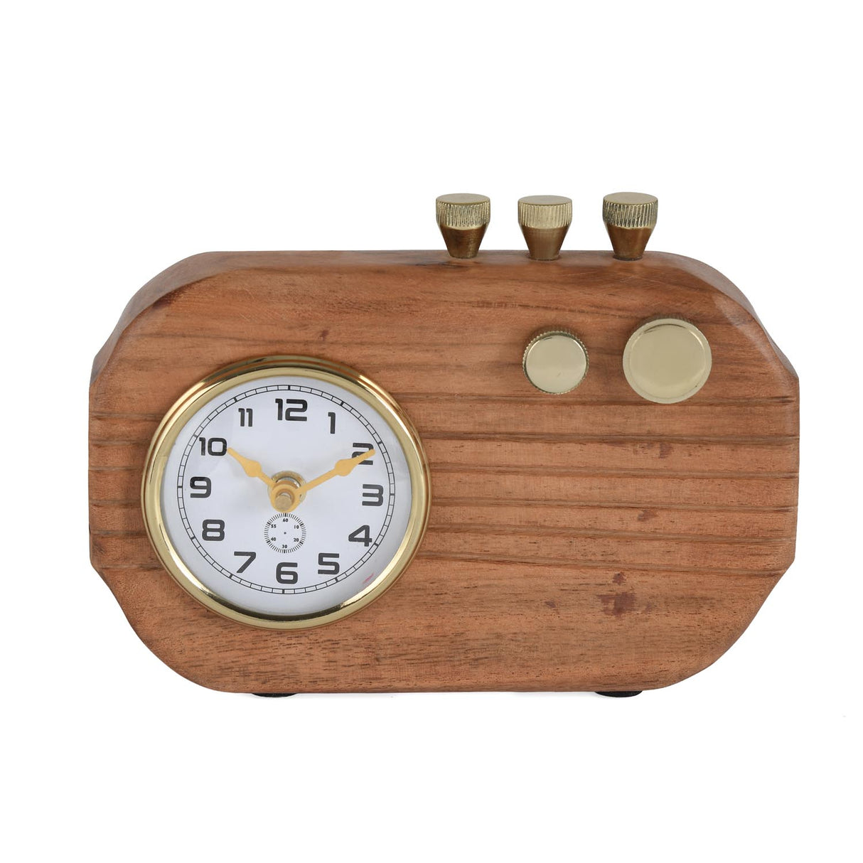 Radio Look Wooden Table Clock- Brown