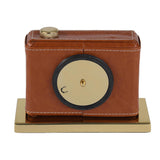 Camera Look Leather Table Clock- Brown