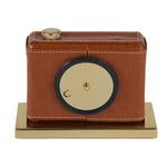 Camera Look Leather Table Clock- Brown