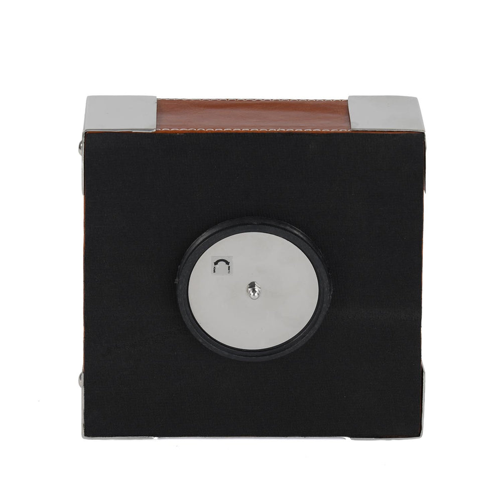 Square Leather Table Clock- Brown