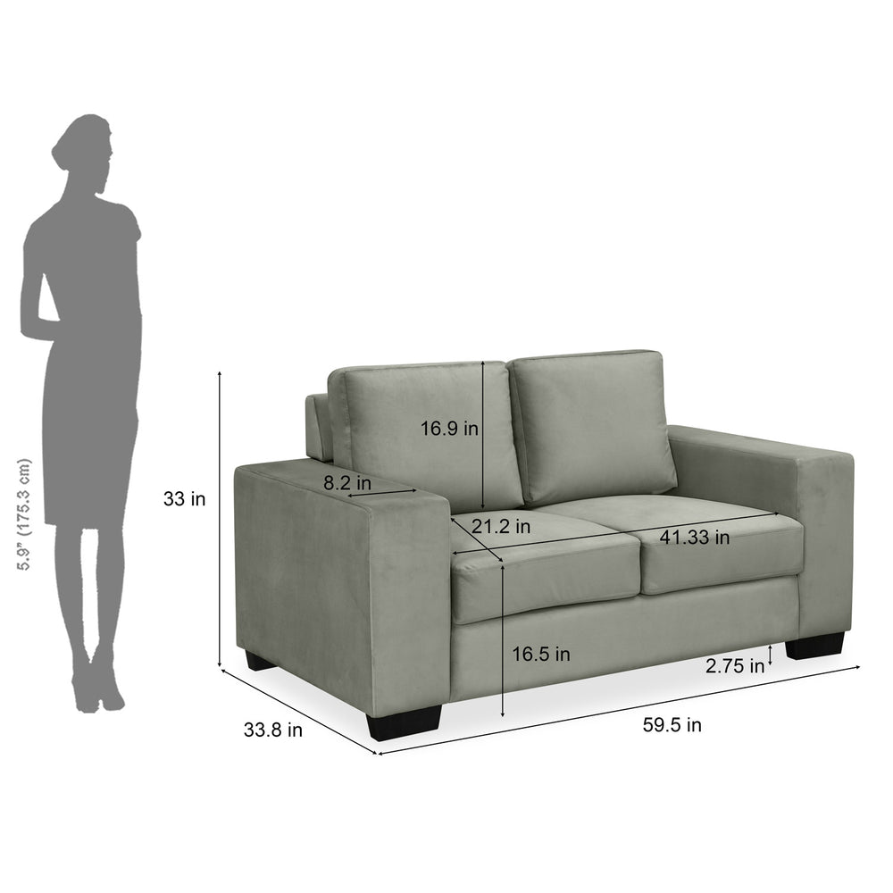 Shirley 2 Seater Fabric Sofa- Grey